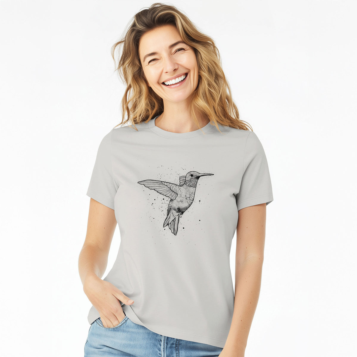 Archilochus Colubris - Ruby-throated Hummingbird - Women's Lightweight Relaxed Fit 100% Cotton Crewneck