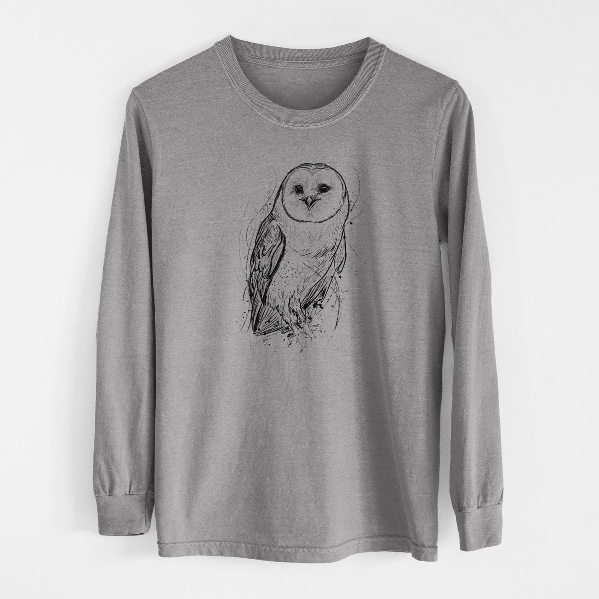 Barn Owl - Tyto alba - Unisex Comfort Colors 100% Cotton Long Sleeve