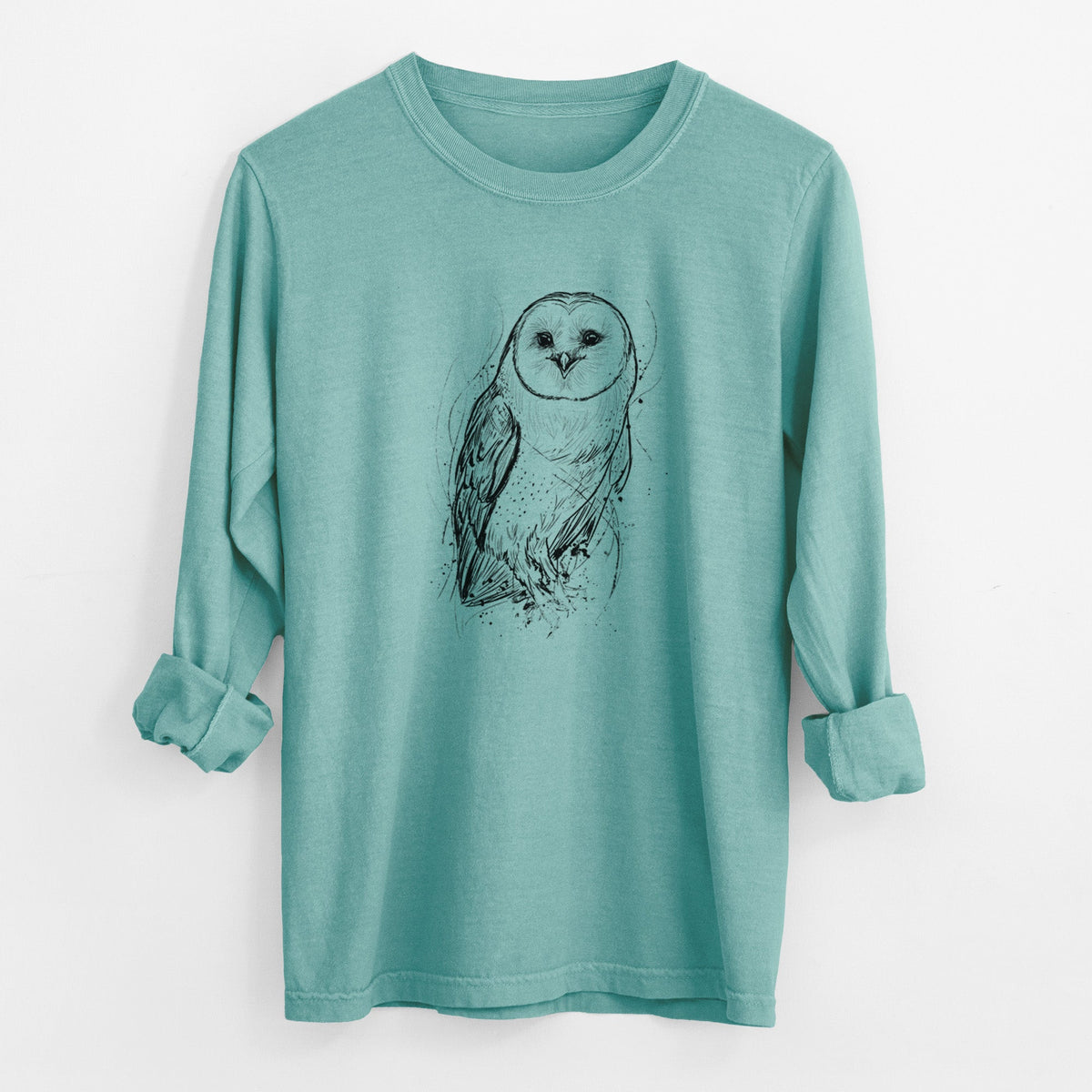 Barn Owl - Tyto alba - Unisex Comfort Colors 100% Cotton Long Sleeve