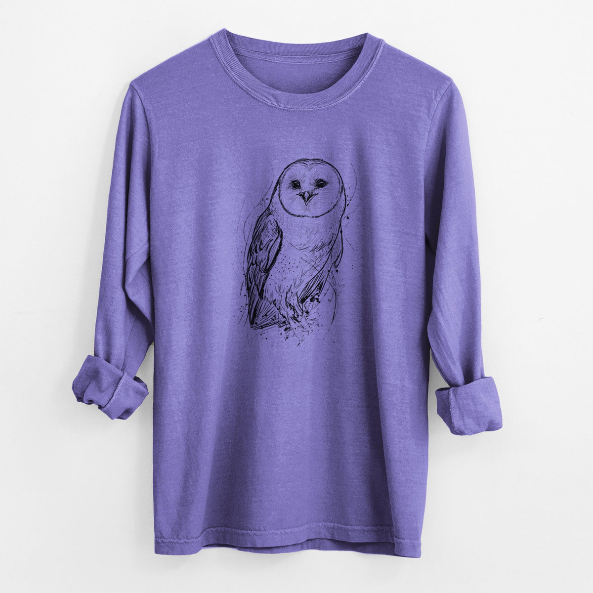 Barn Owl - Tyto alba - Unisex Comfort Colors 100% Cotton Long Sleeve