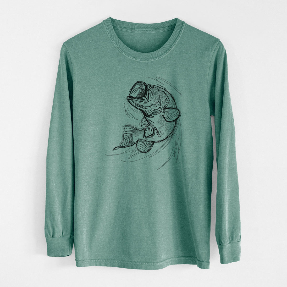 Largemouth Bass Fish - Micropterus salmoides - Unisex Comfort Colors 100% Cotton Long Sleeve