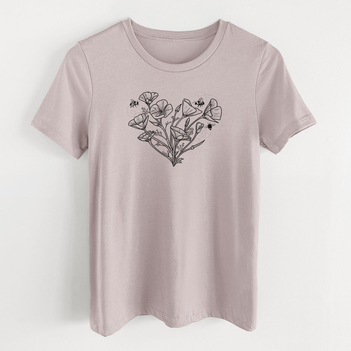 California Poppy Heart - Women's Lightweight Relaxed Fit 100% Cotton Crewneck