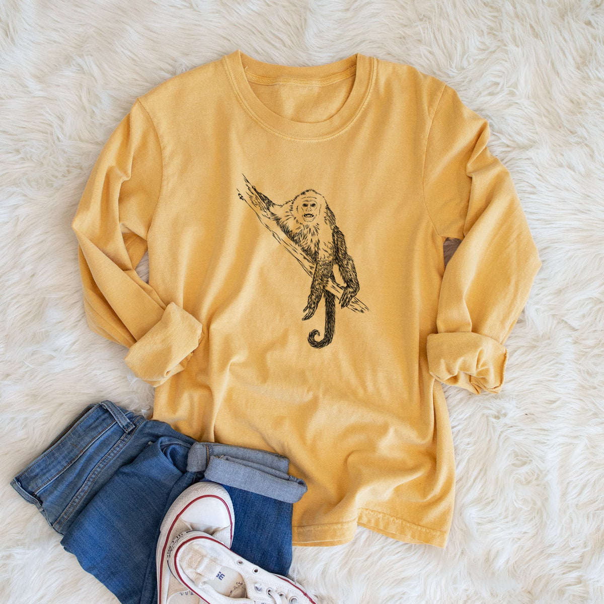Capuchin Monkey - Cebus imitator - Unisex Comfort Colors 100% Cotton Long Sleeve