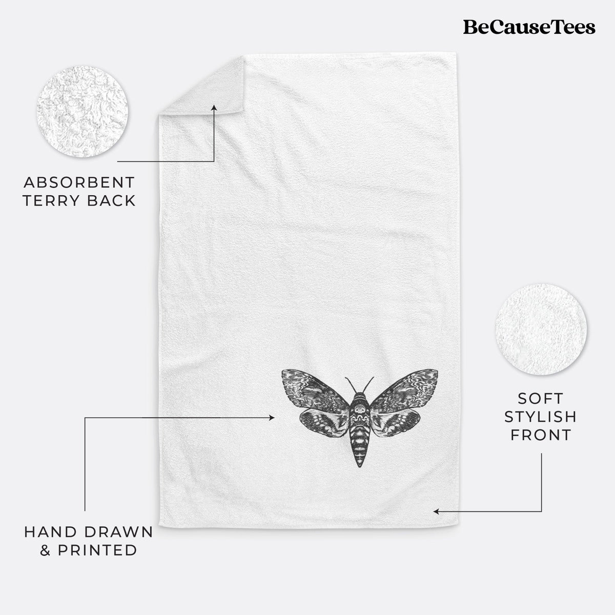 Death's-head Hawkmoth - Acherontia atropos Premium Decorative Hand Towel