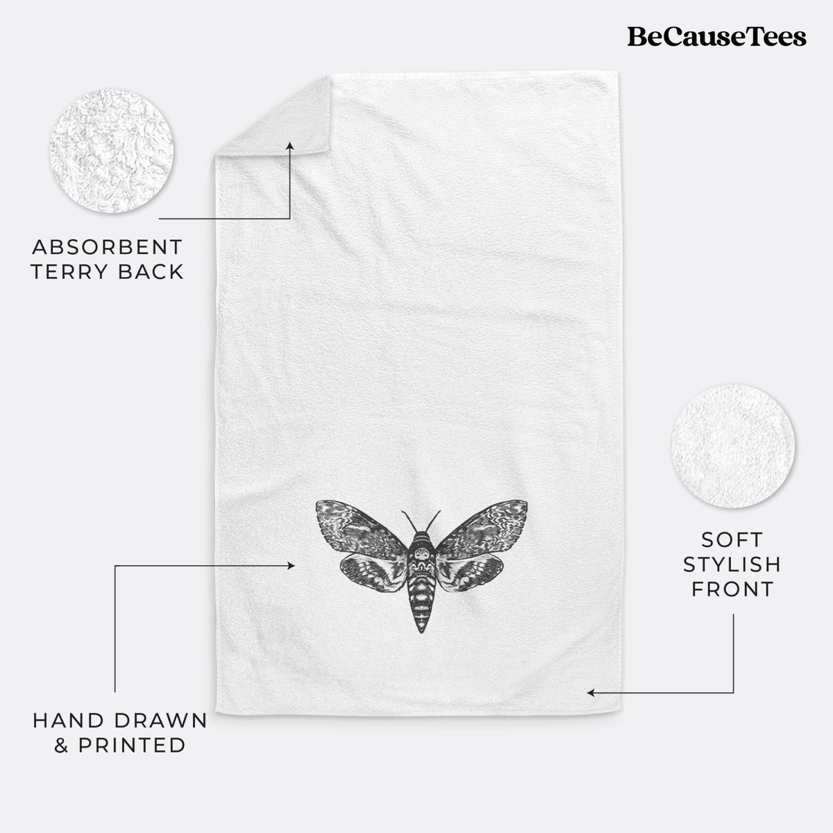Death's-head Hawkmoth - Acherontia atropos Premium Decorative Hand Towel