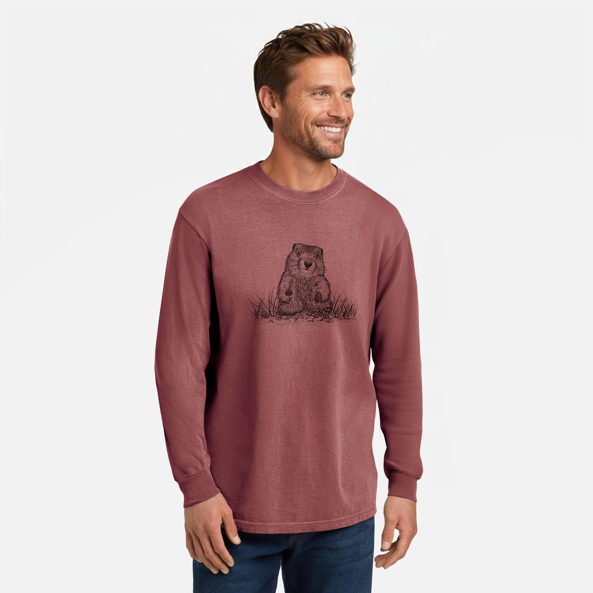 Groundhog - Marmota Monax - Unisex Comfort Colors 100% Cotton Long Sleeve