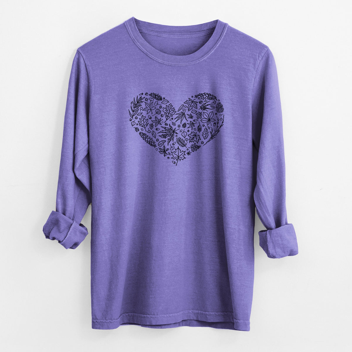 Heart Full of Autumn Leaves - Unisex Comfort Colors 100% Cotton Long Sleeve