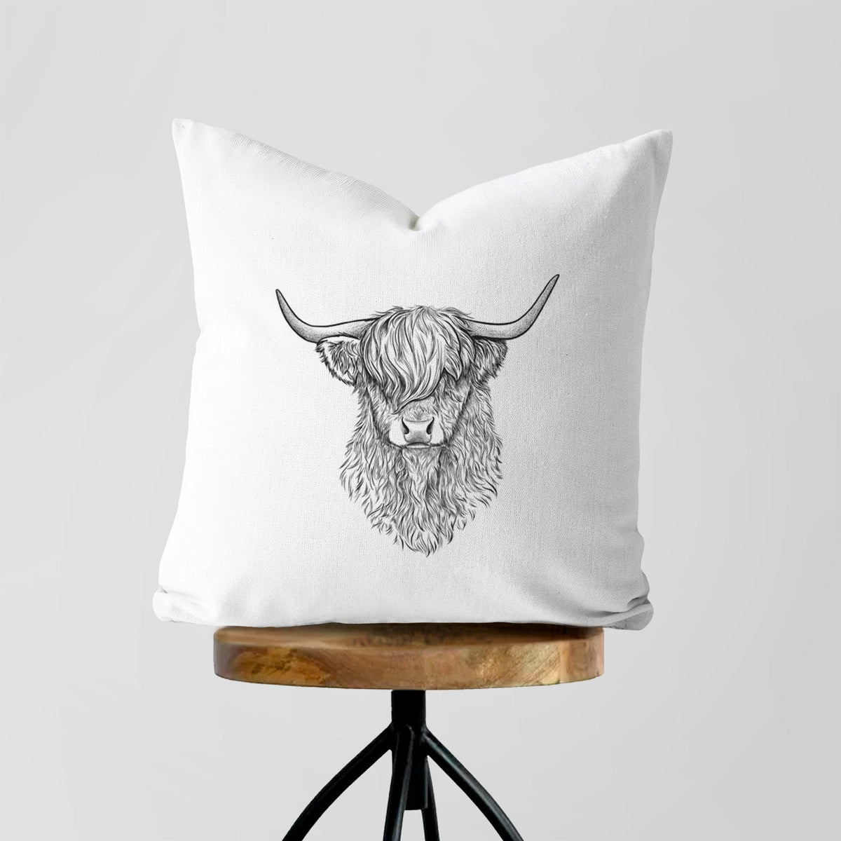 Scottish Highland Cow - Bos taurus taurus - Throw Pillow Cover