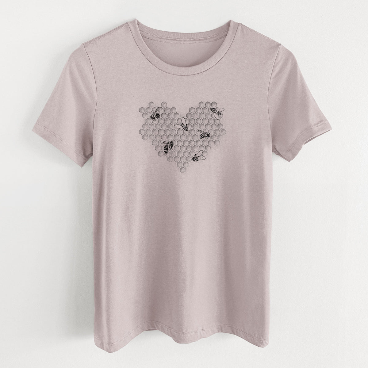 Honeycomb Heart with Bees - Women's Lightweight Relaxed Fit 100% Cotton Crewneck