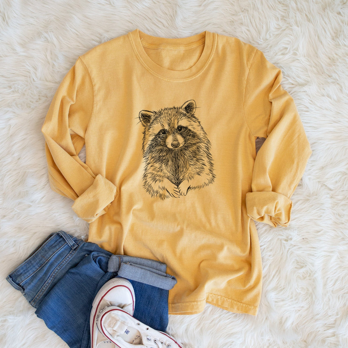 Raccoon - Procyon lotor - Unisex Comfort Colors 100% Cotton Long Sleeve