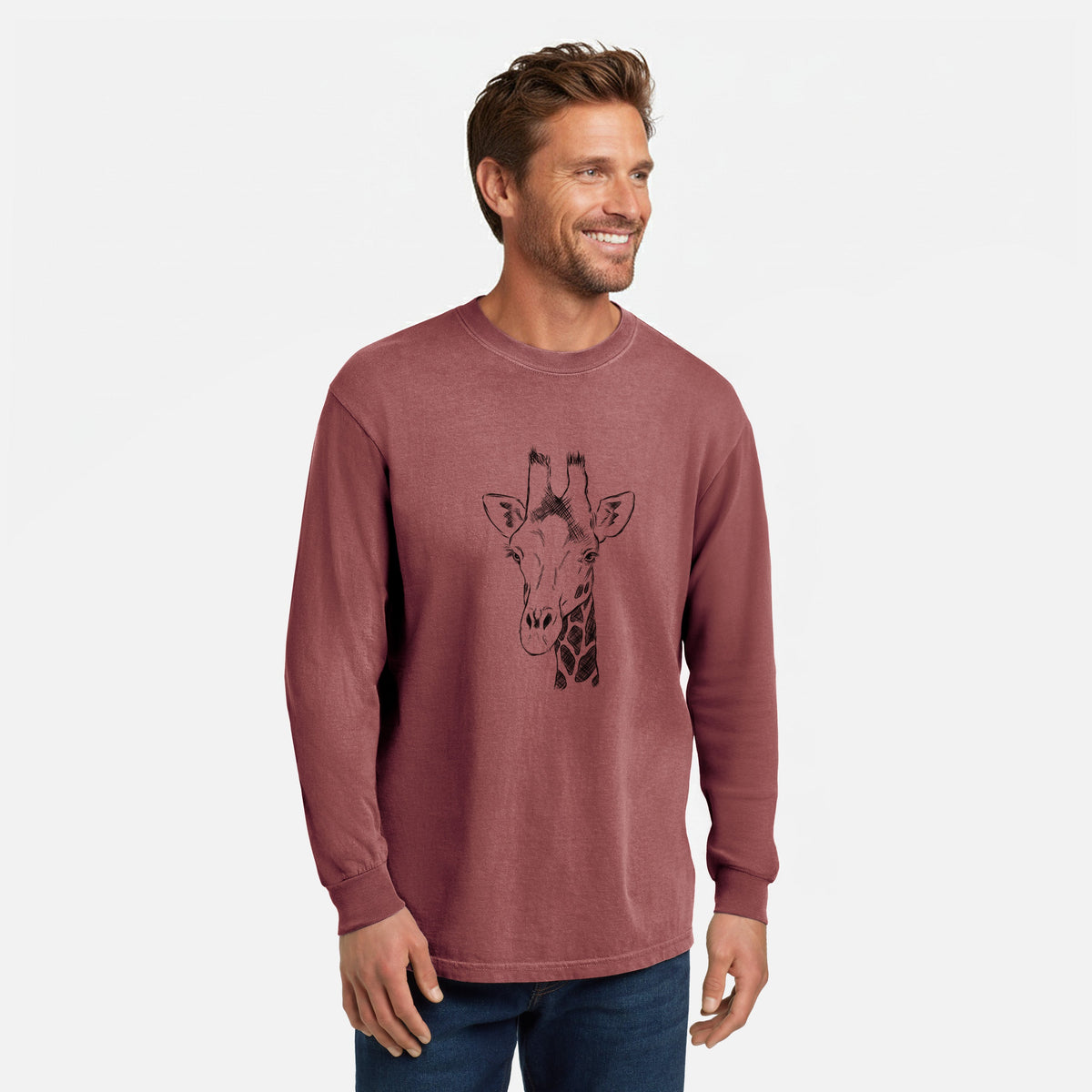 Southern Giraffe - Giraffa giraffa - Unisex Comfort Colors 100% Cotton Long Sleeve