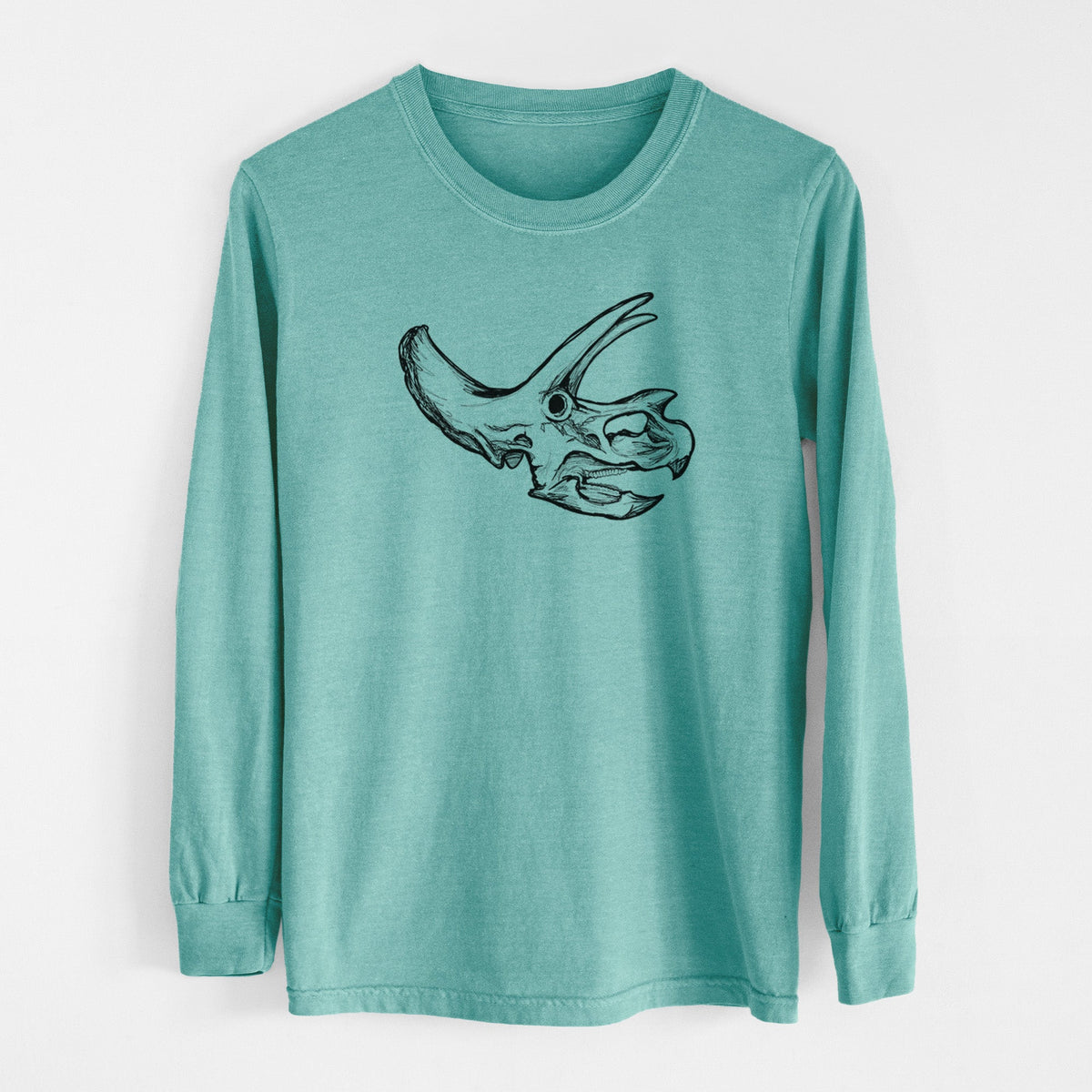 Triceratops Skull - Men's Heavyweight 100% Cotton Long Sleeve