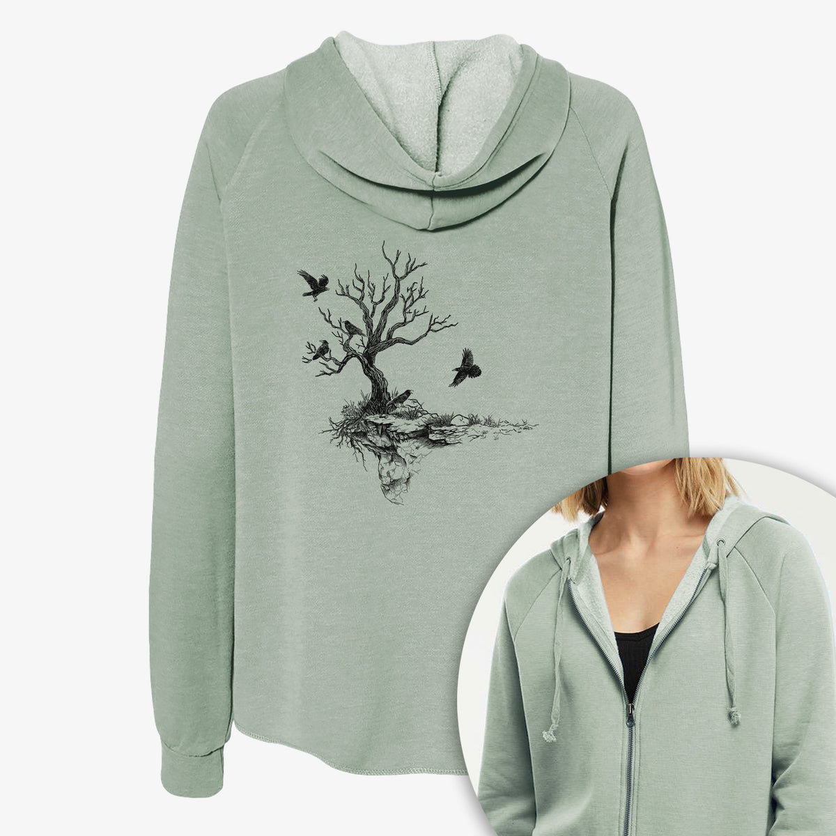 Twisted Tree with Ravens - Women's Cali Wave Zip-Up Sweatshirt