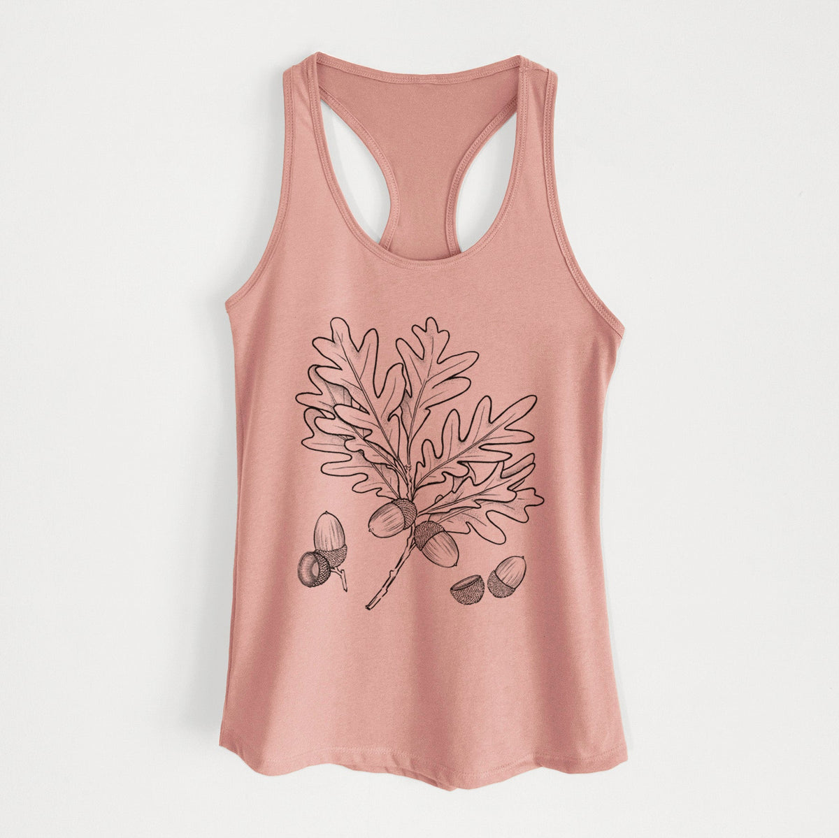 White Oak Branch with Acorns - Quercus alba - Women's Racerback Tanktop