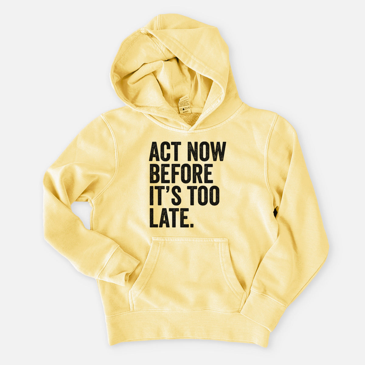 Act Now Before it's Too Late - Youth Pigment Dyed Hoodie