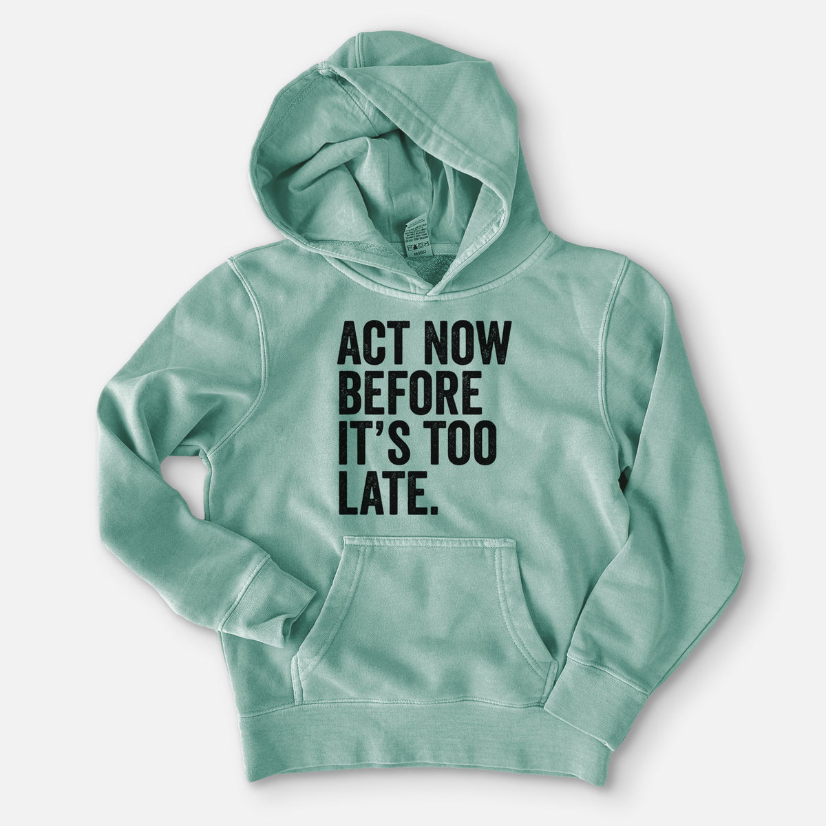 Act Now Before it's Too Late - Youth Pigment Dyed Hoodie
