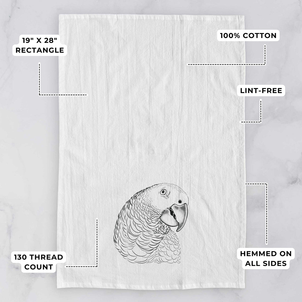 African Grey Parrot Tea Towel