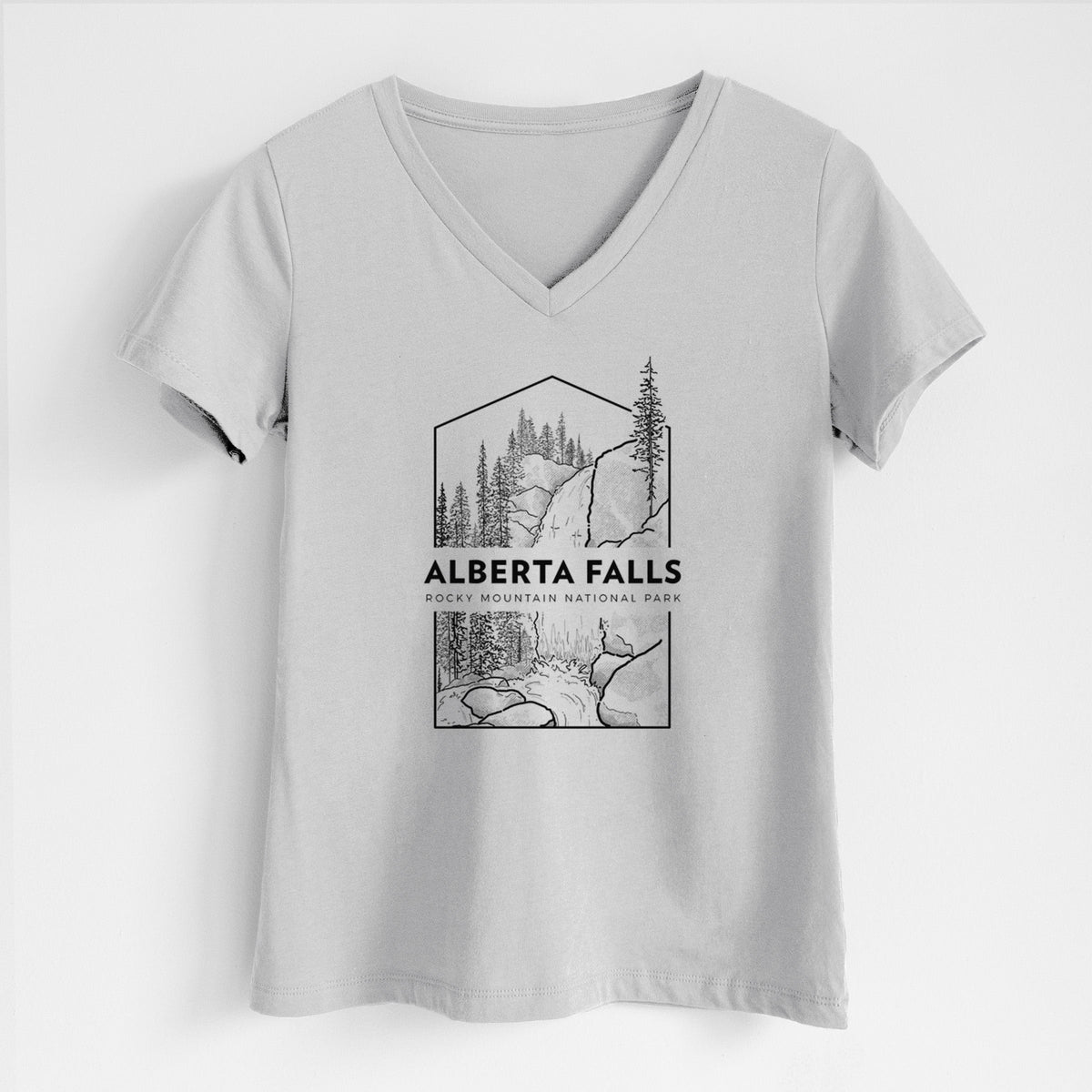 Alberta Falls - Rocky Mountain National Park - Women's Lightweight Relaxed Fit 100% Cotton V-neck
