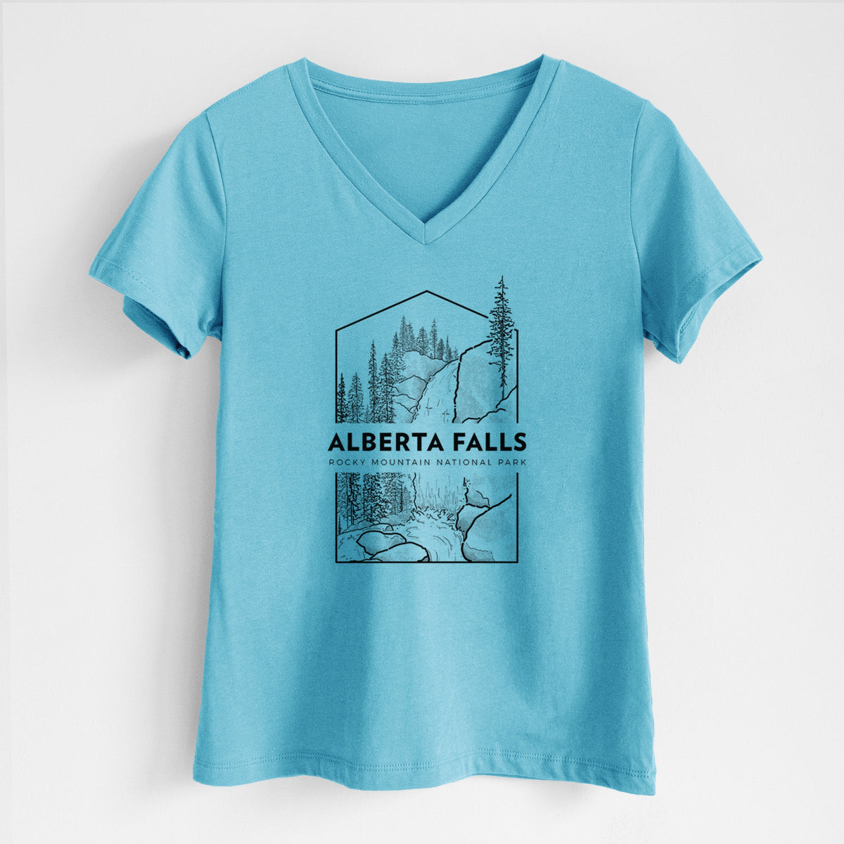Alberta Falls - Rocky Mountain National Park - Women's Lightweight Relaxed Fit 100% Cotton V-neck