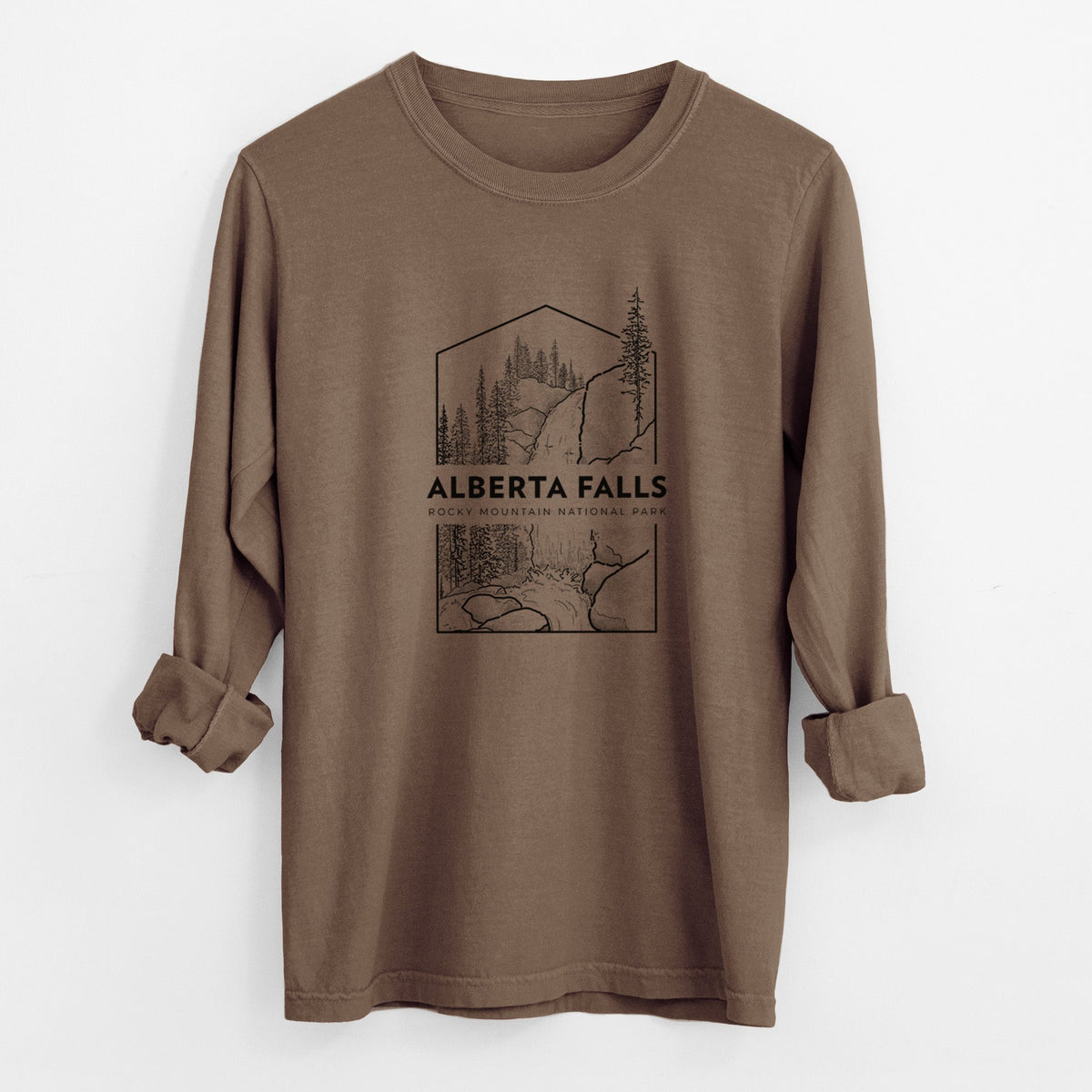 Alberta Falls - Rocky Mountain National Park - Unisex Comfort Colors 100% Cotton Long Sleeve