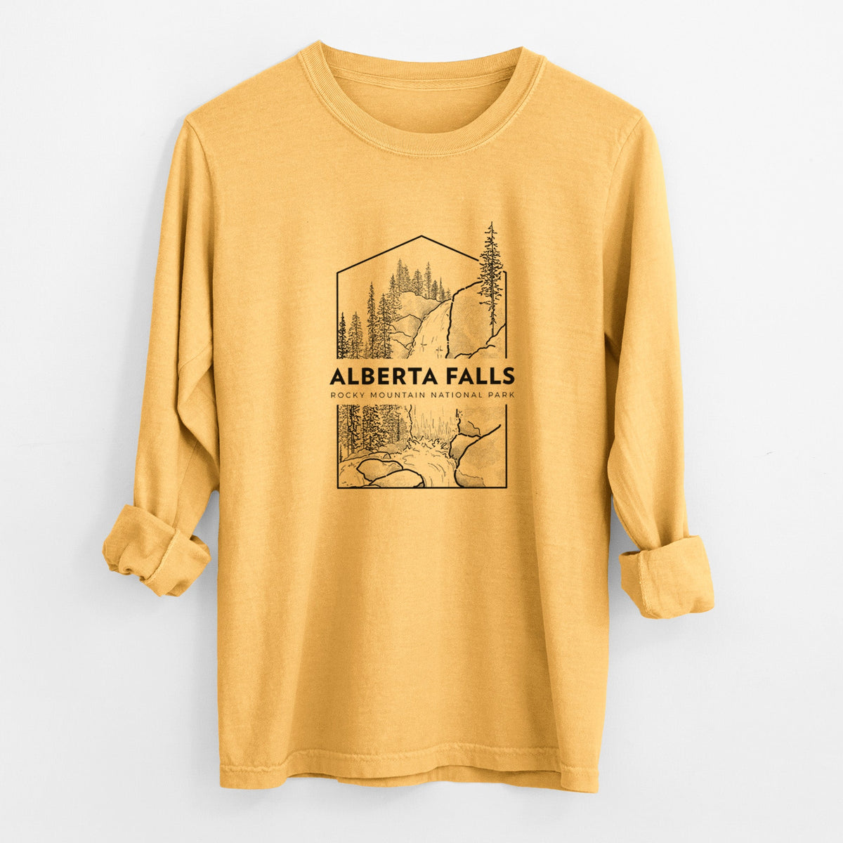 Alberta Falls - Rocky Mountain National Park - Unisex Comfort Colors 100% Cotton Long Sleeve