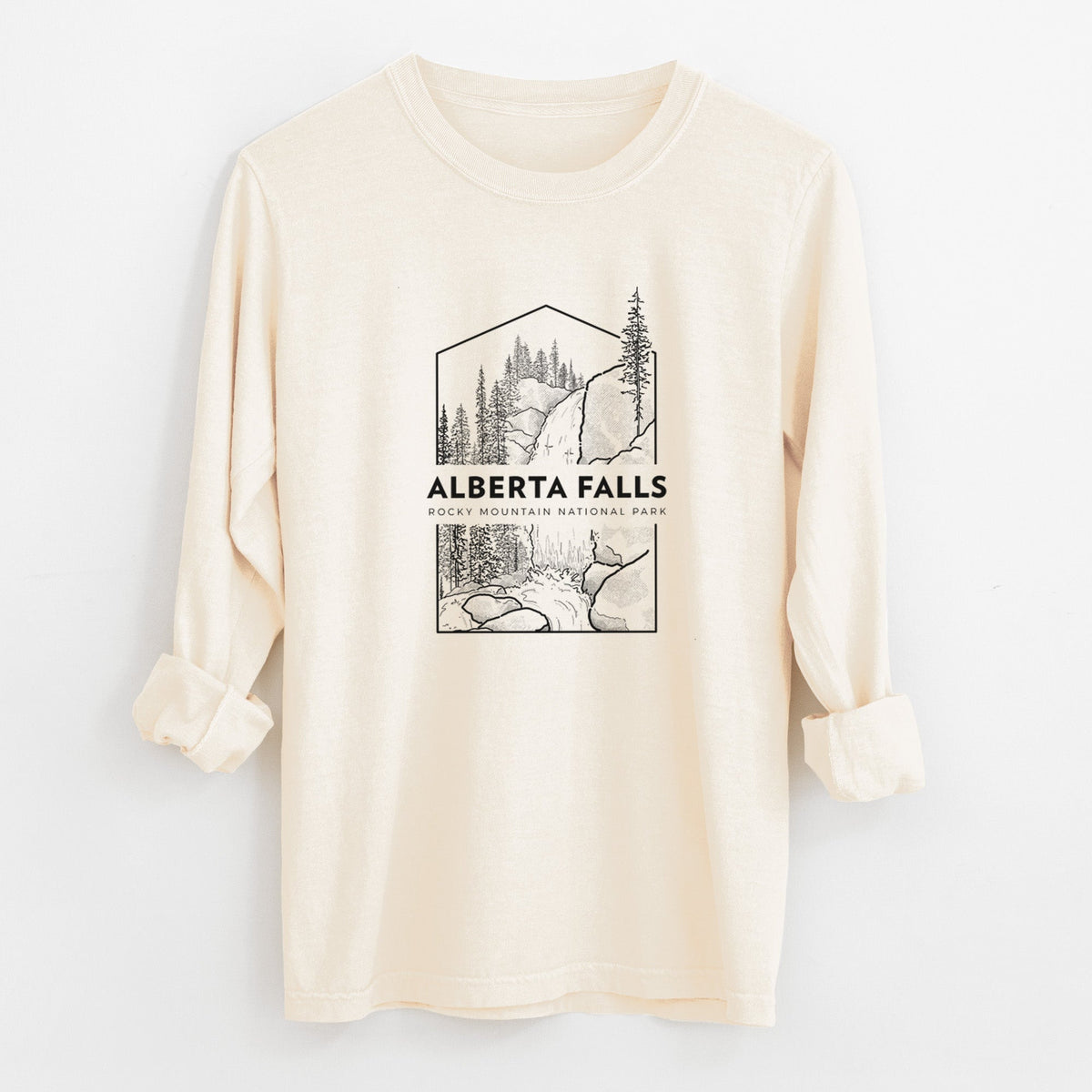Alberta Falls - Rocky Mountain National Park - Unisex Comfort Colors 100% Cotton Long Sleeve