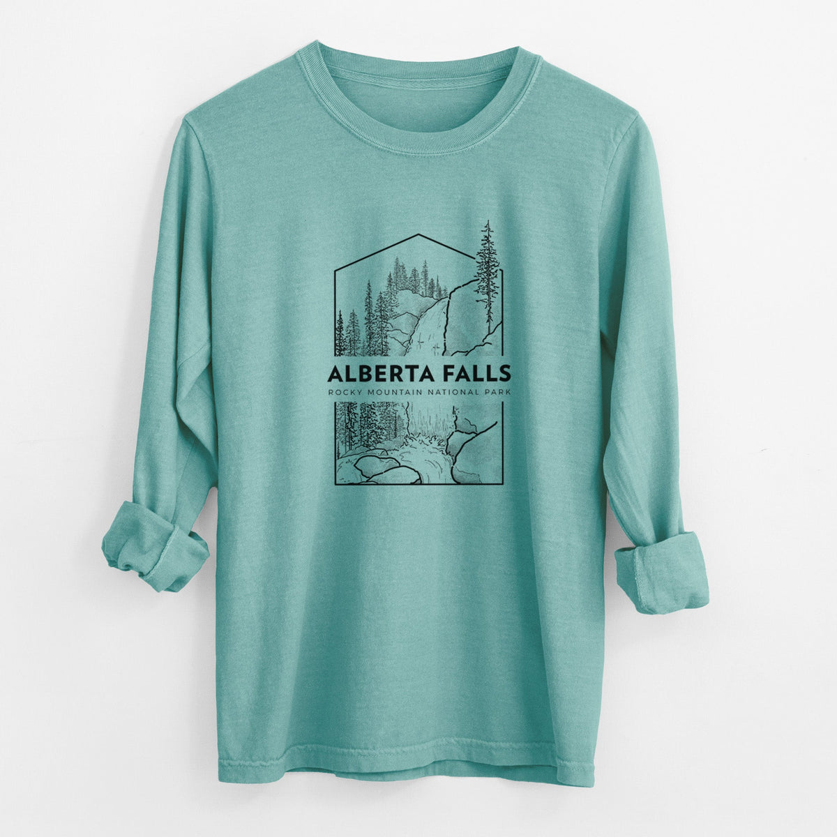 Alberta Falls - Rocky Mountain National Park - Unisex Comfort Colors 100% Cotton Long Sleeve