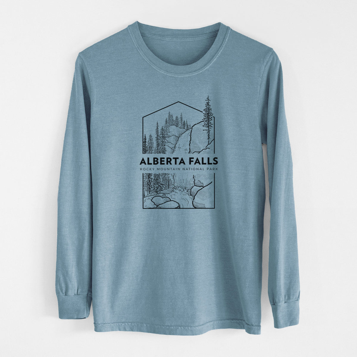 Alberta Falls - Rocky Mountain National Park - Unisex Comfort Colors 100% Cotton Long Sleeve