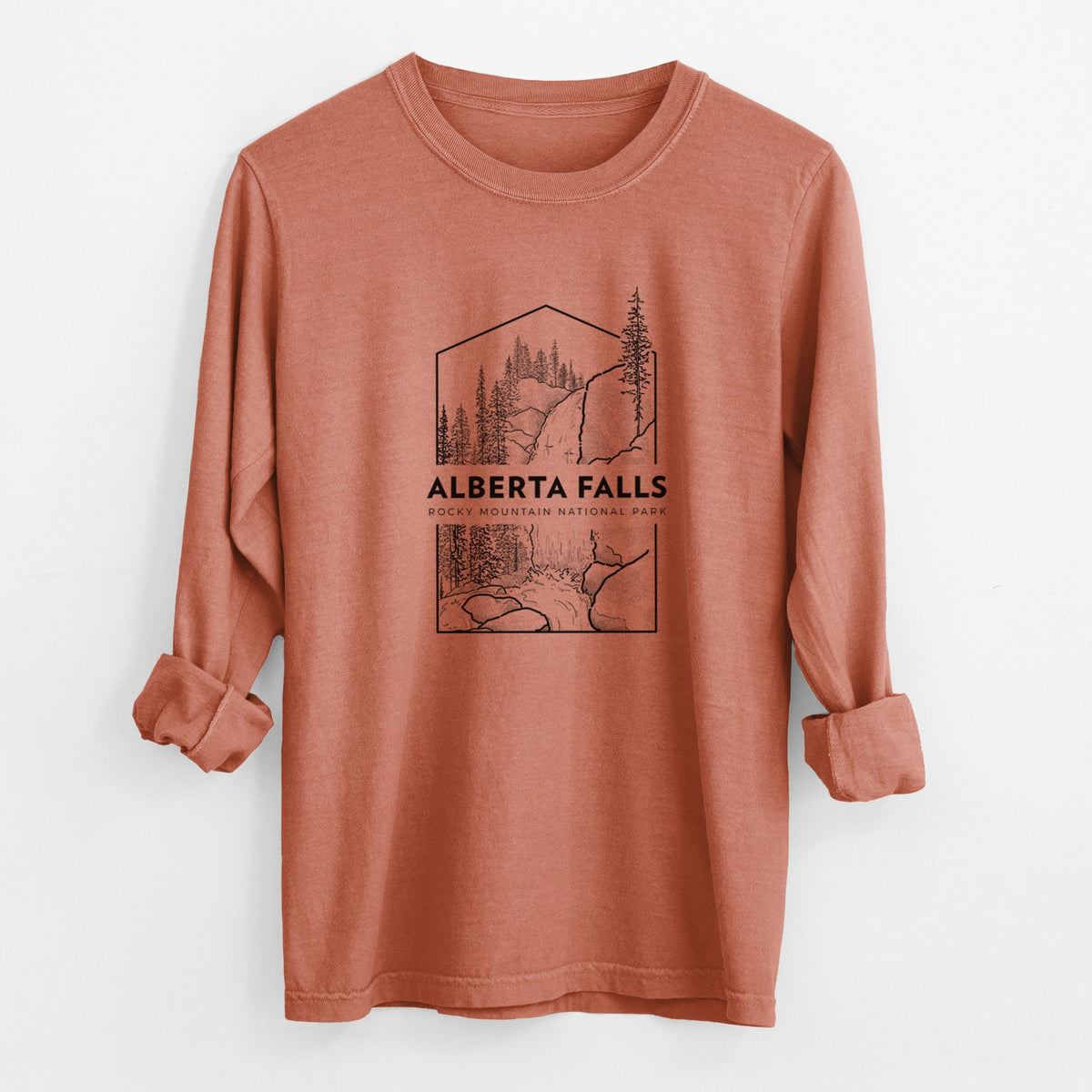 Alberta Falls - Rocky Mountain National Park - Unisex Comfort Colors 100% Cotton Long Sleeve