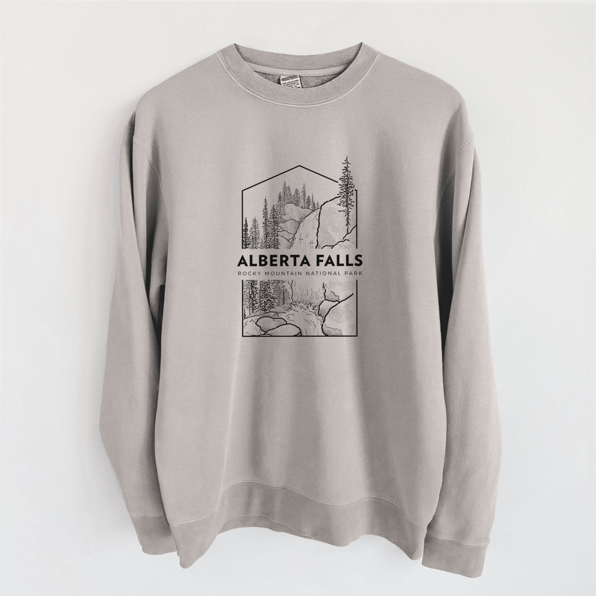 Alberta Falls - Rocky Mountain National Park - Unisex Pigment Dyed Crew Sweatshirt