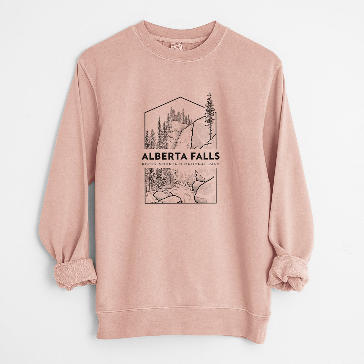 Alberta Falls - Rocky Mountain National Park - Unisex Pigment Dyed Crew Sweatshirt