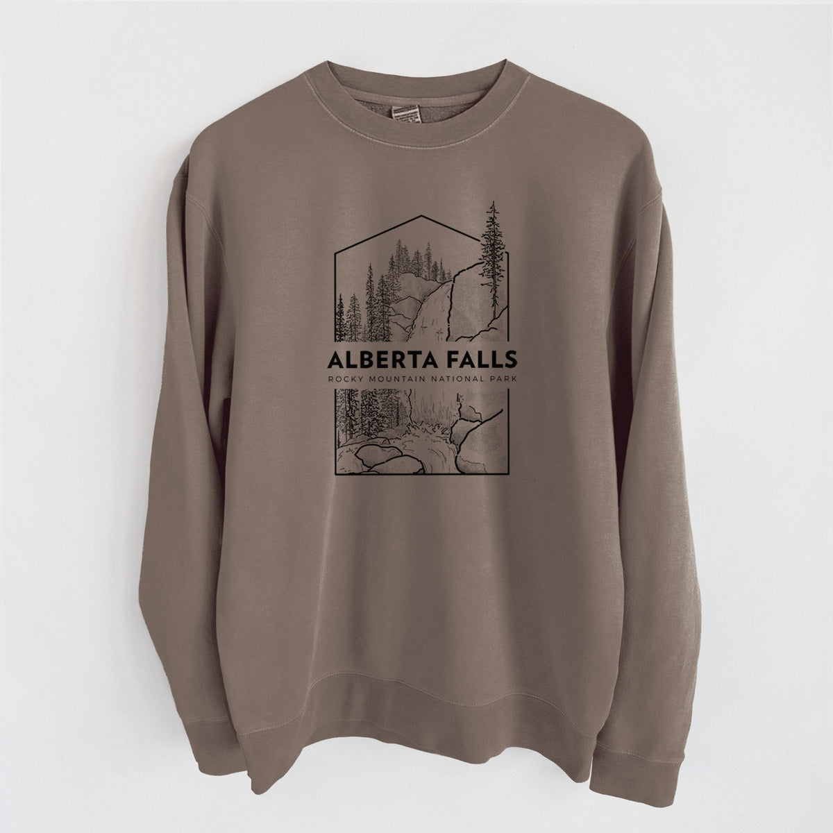 Alberta Falls - Rocky Mountain National Park - Unisex Pigment Dyed Crew Sweatshirt