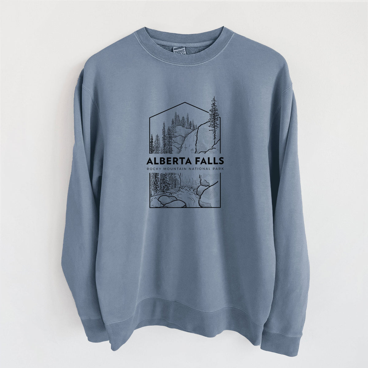 Alberta Falls - Rocky Mountain National Park - Unisex Pigment Dyed Crew Sweatshirt