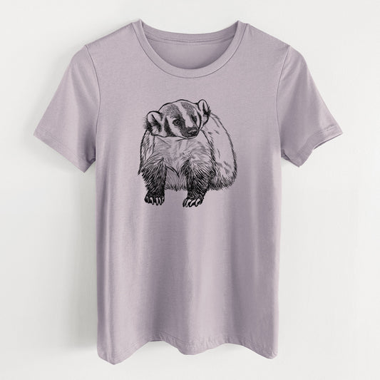 American Badger - Taxidea taxus - Women's Lightweight Relaxed Fit 100% Cotton Crewneck