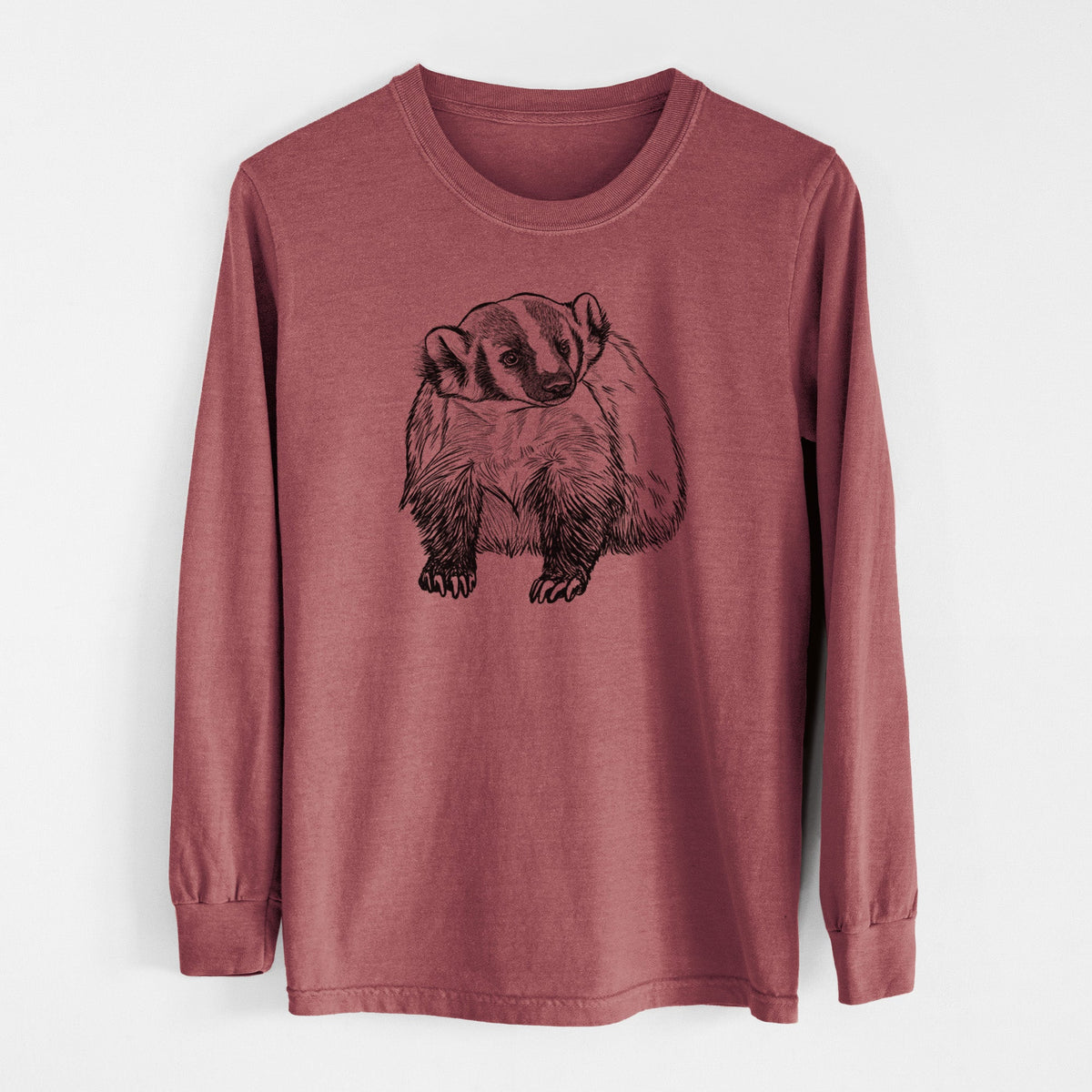 American Badger - Taxidea taxus - Unisex Comfort Colors 100% Cotton Long Sleeve