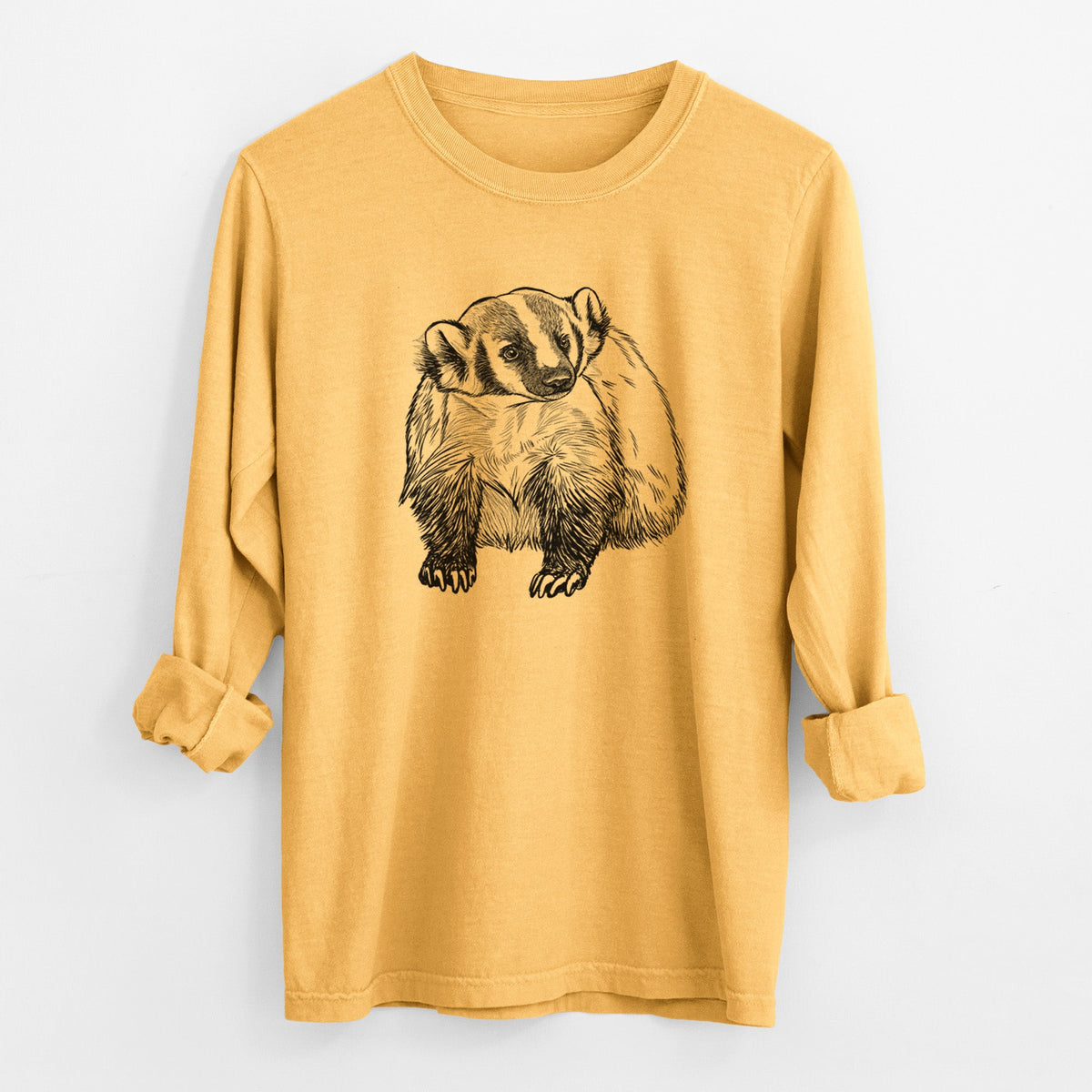 American Badger - Taxidea taxus - Unisex Comfort Colors 100% Cotton Long Sleeve