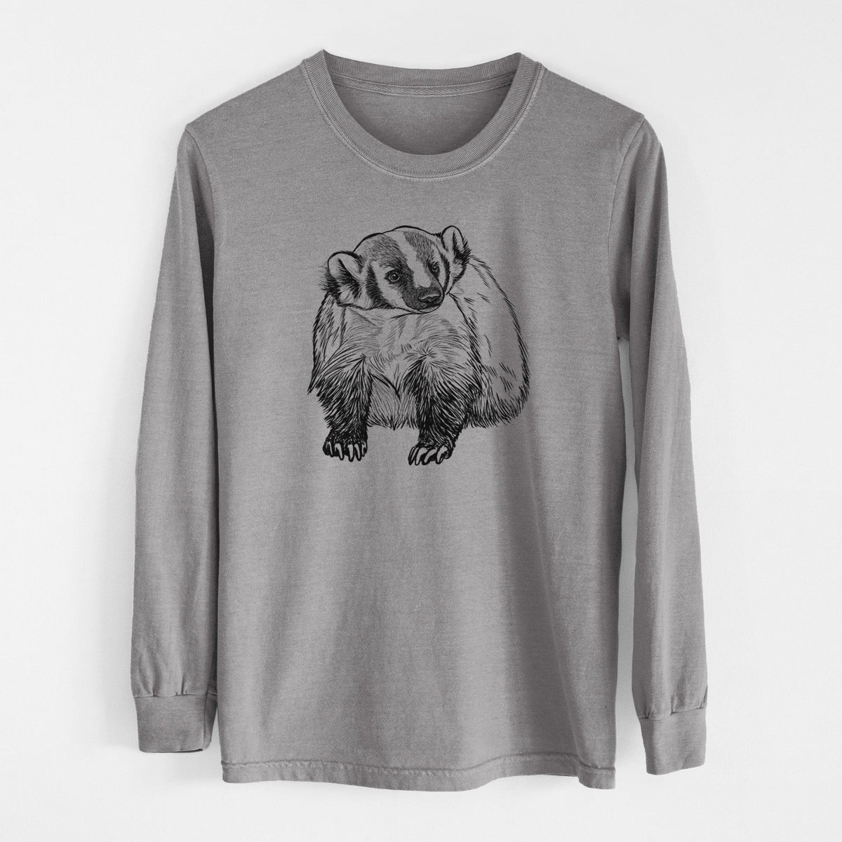 American Badger - Taxidea taxus - Unisex Comfort Colors 100% Cotton Long Sleeve