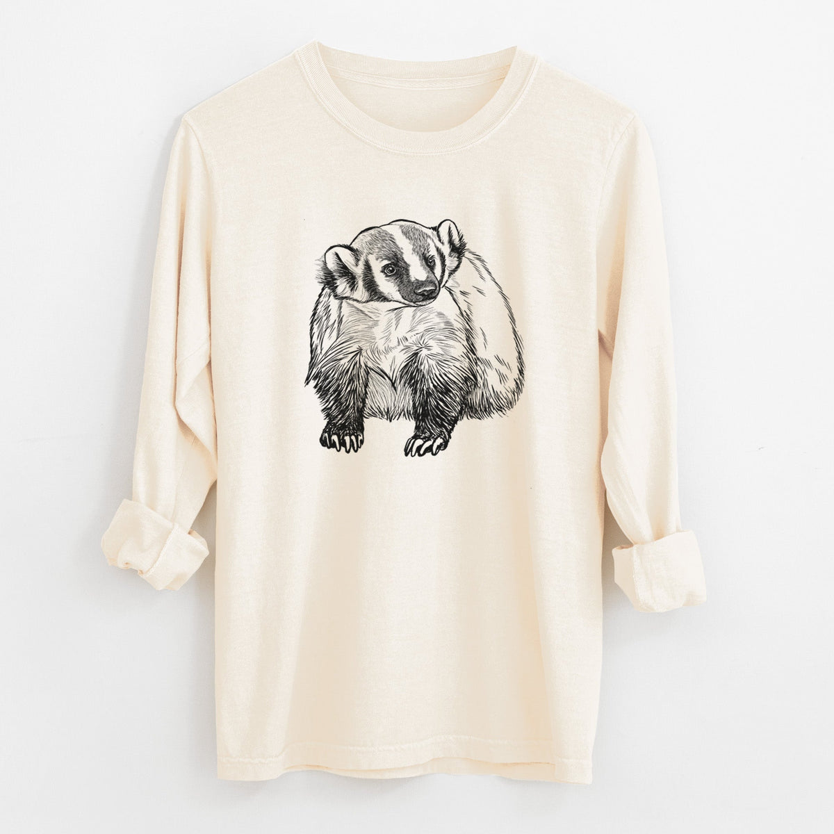 American Badger - Taxidea taxus - Unisex Comfort Colors 100% Cotton Long Sleeve