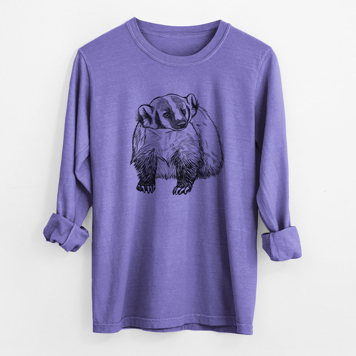 American Badger - Taxidea taxus - Unisex Comfort Colors 100% Cotton Long Sleeve