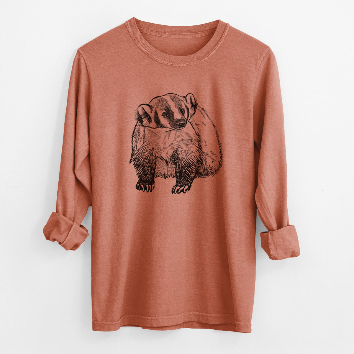 American Badger - Taxidea taxus - Unisex Comfort Colors 100% Cotton Long Sleeve