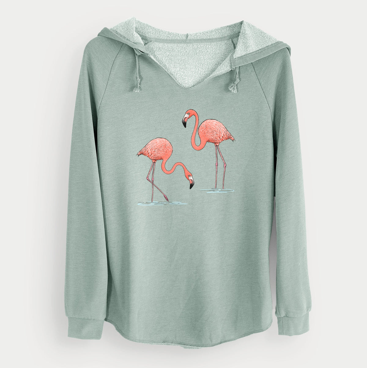 American Flamingos - Phoenicopterus ruber - Cali Wave Hooded Sweatshirt