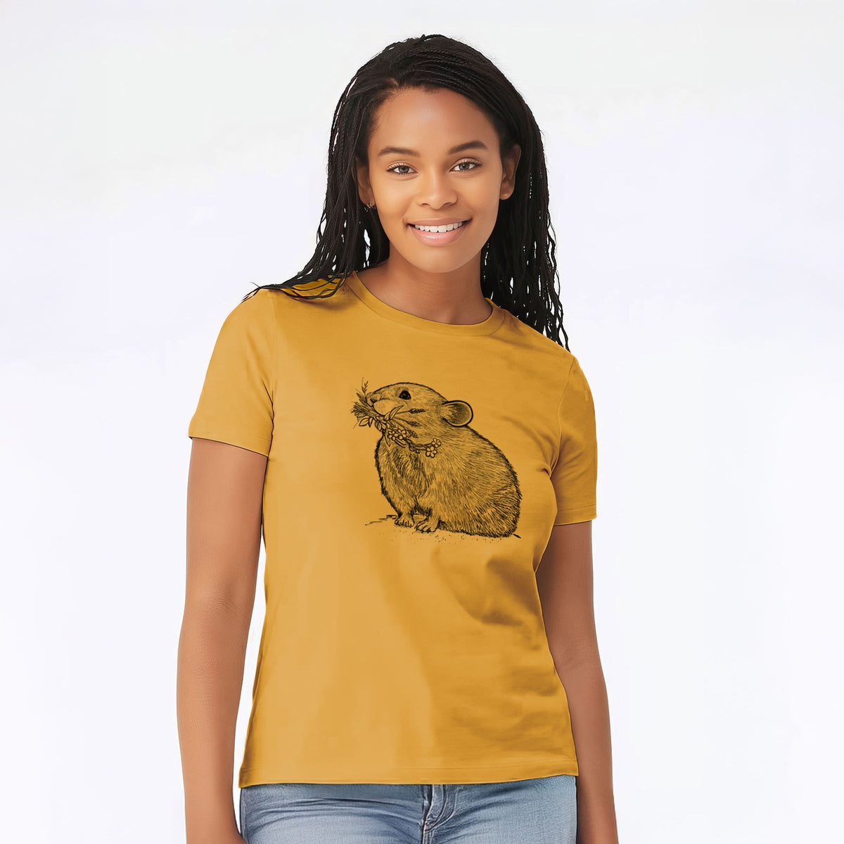 Ochotona princeps - American Pika - Women's Lightweight Relaxed Fit 100% Cotton Crewneck