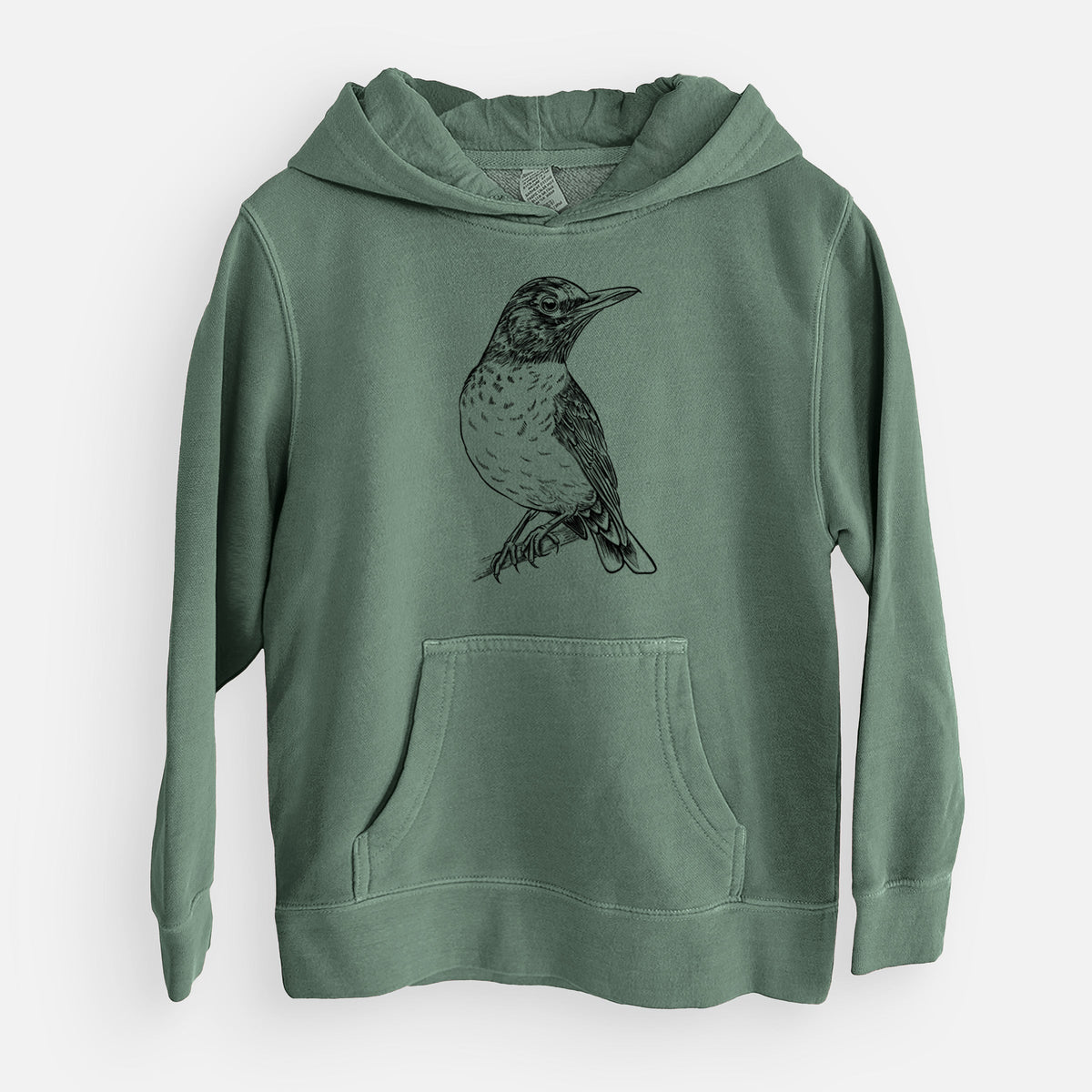 American Robin - Turdus migratorius - Youth Pigment Dyed Hoodie