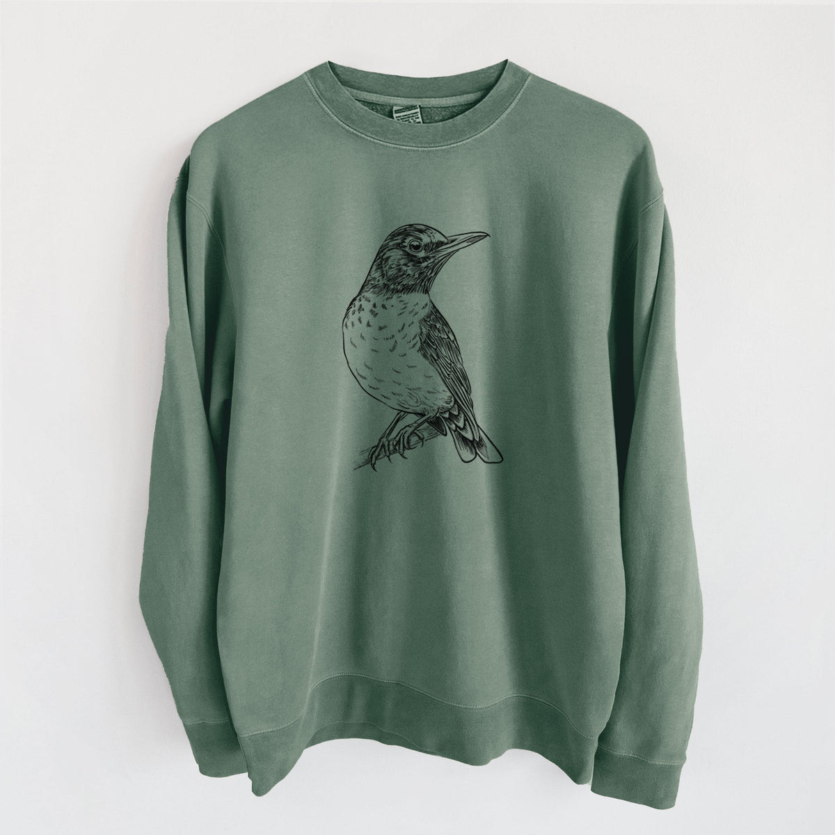 American Robin - Turdus migratorius - Unisex Pigment Dyed Crew Sweatshirt