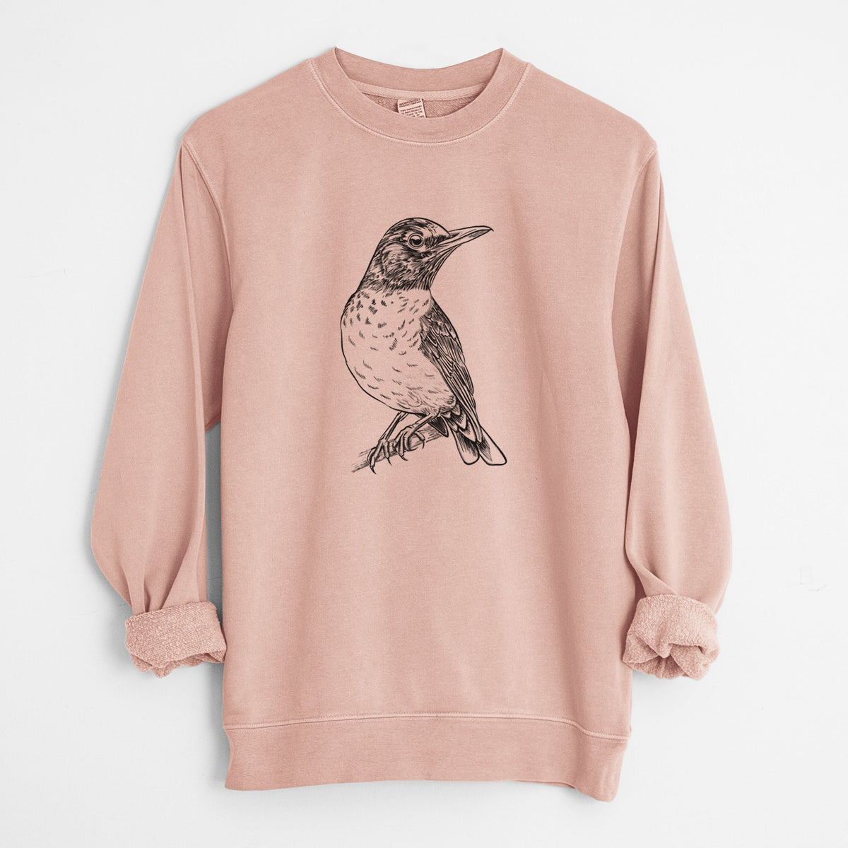 American Robin - Turdus migratorius - Unisex Pigment Dyed Crew Sweatshirt