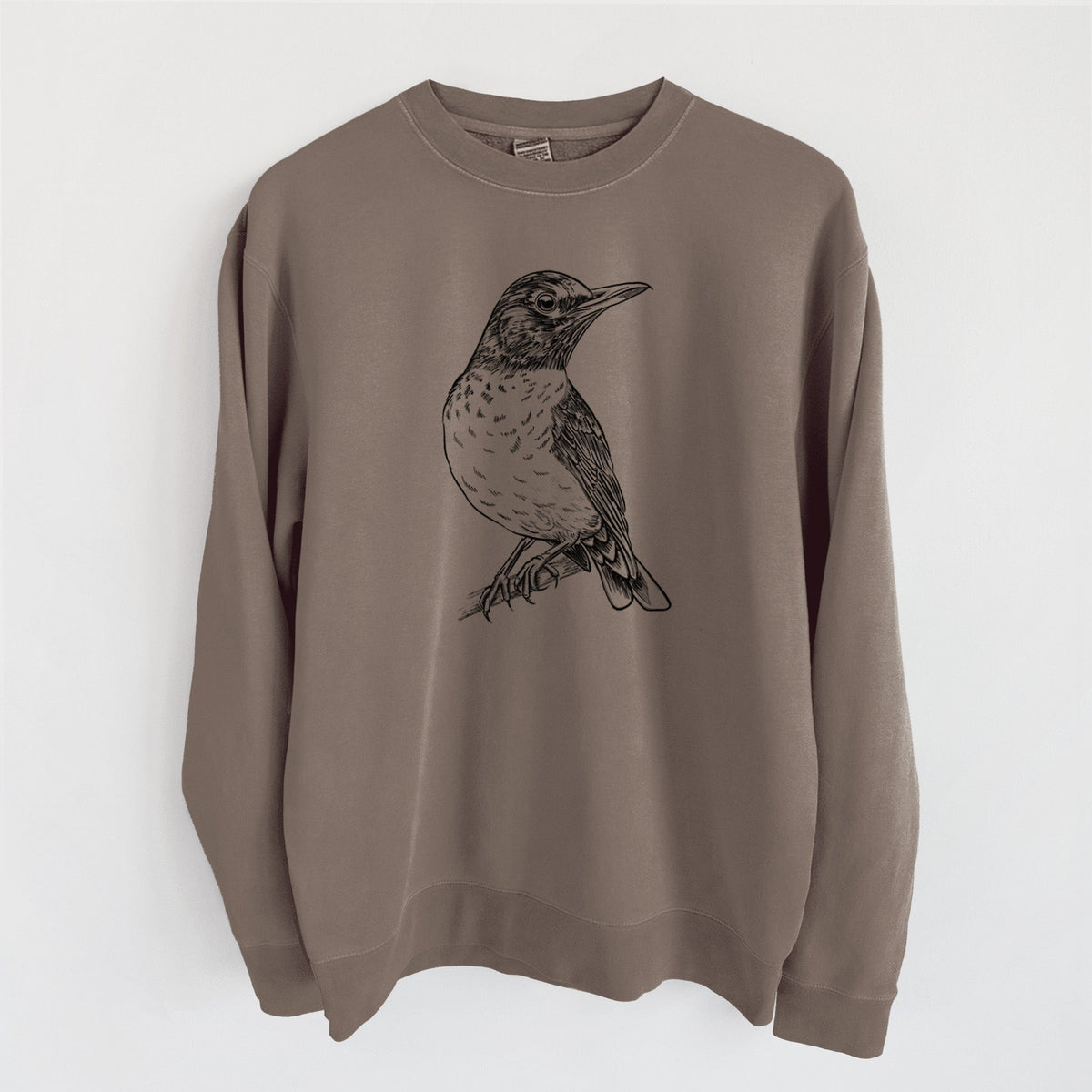 American Robin - Turdus migratorius - Unisex Pigment Dyed Crew Sweatshirt