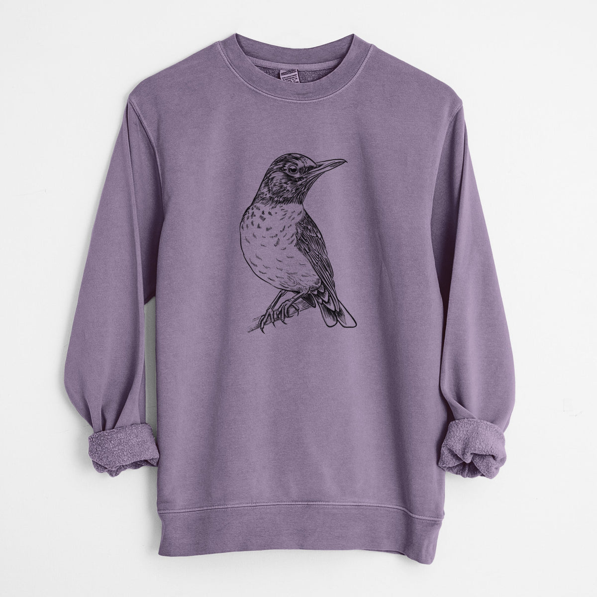 American Robin - Turdus migratorius - Unisex Pigment Dyed Crew Sweatshirt