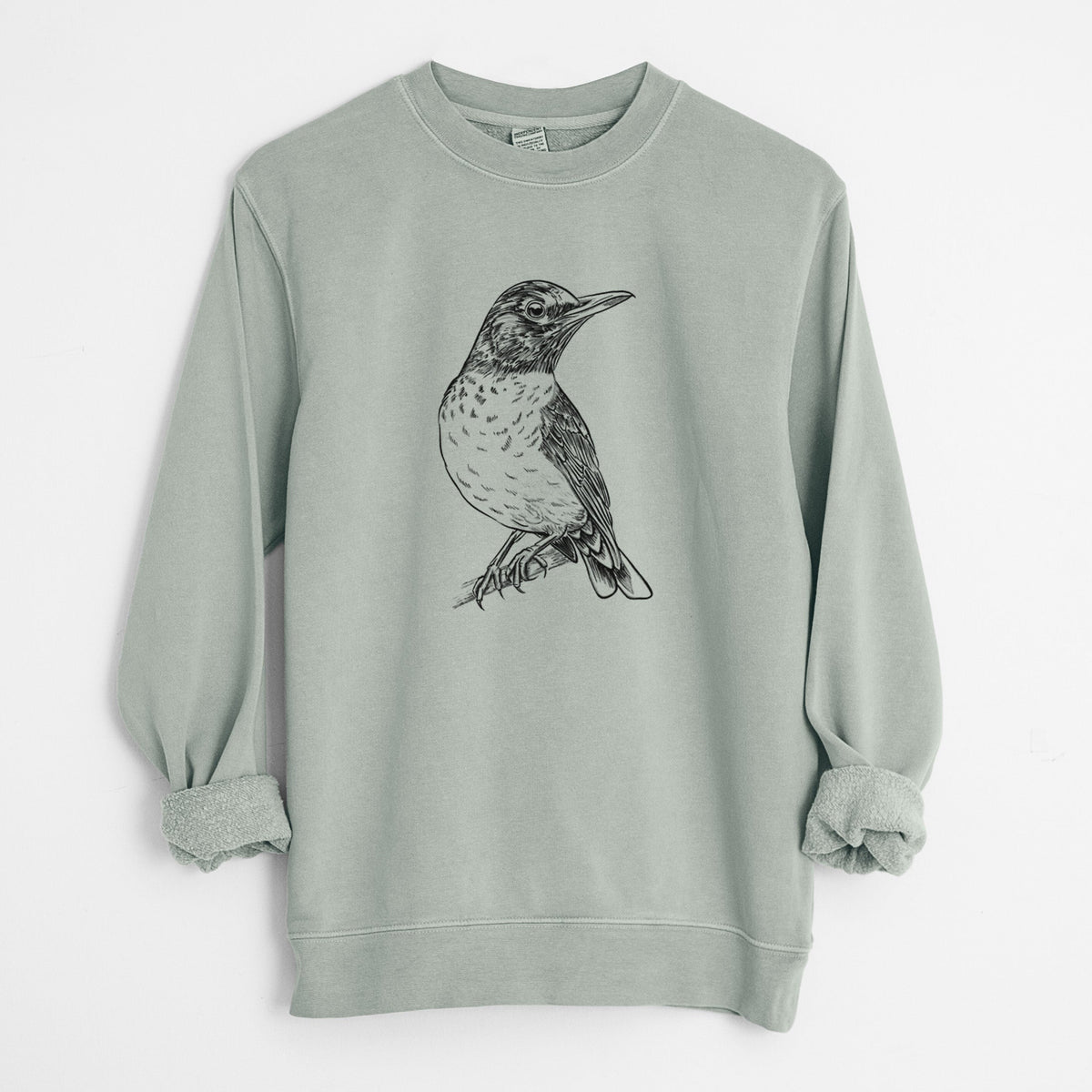 American Robin - Turdus migratorius - Unisex Pigment Dyed Crew Sweatshirt