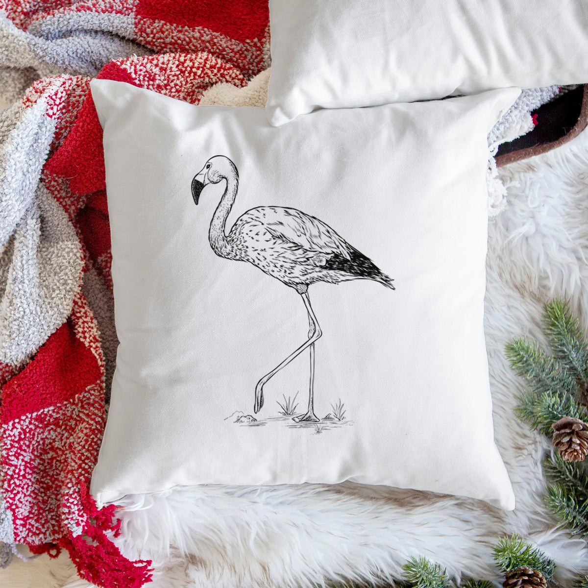 Andean Flamingo - Phoenicoparrus andinus - Throw Pillow Cover