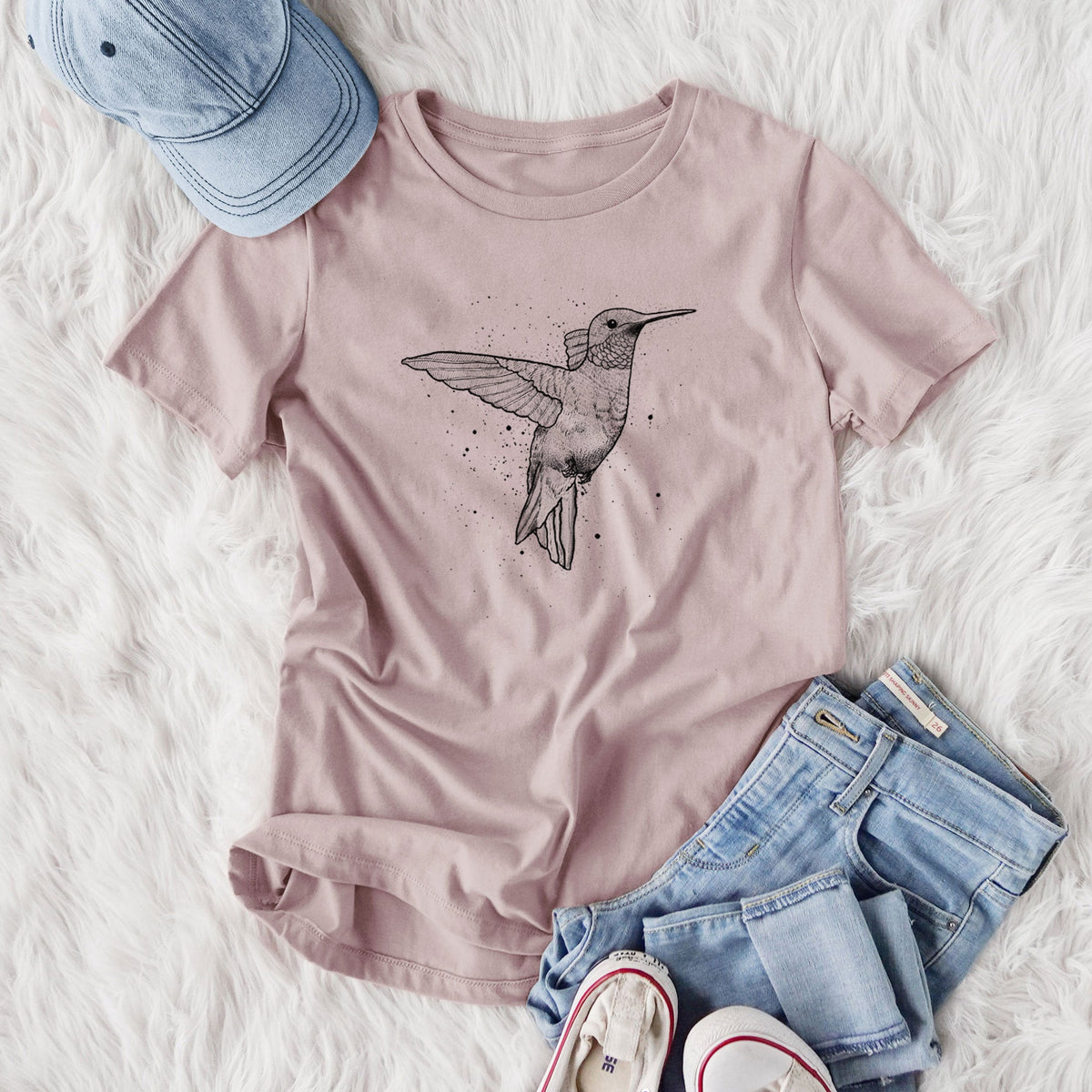 Archilochus Colubris - Ruby-throated Hummingbird - Women's Lightweight Relaxed Fit 100% Cotton Crewneck